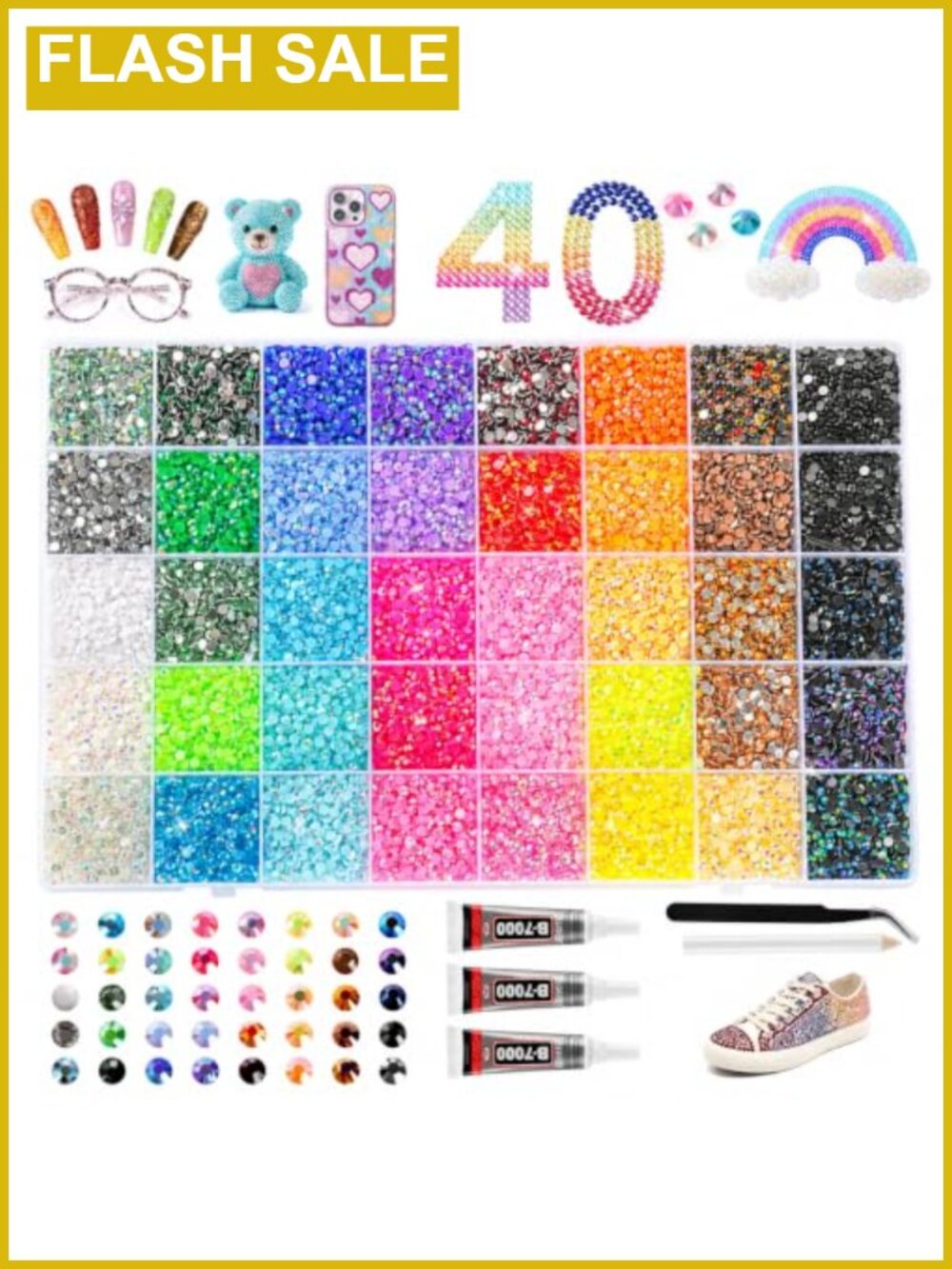 40000Pcs 40 Colors Bedazzler Kit Rhinestones Tools DIY Crafts